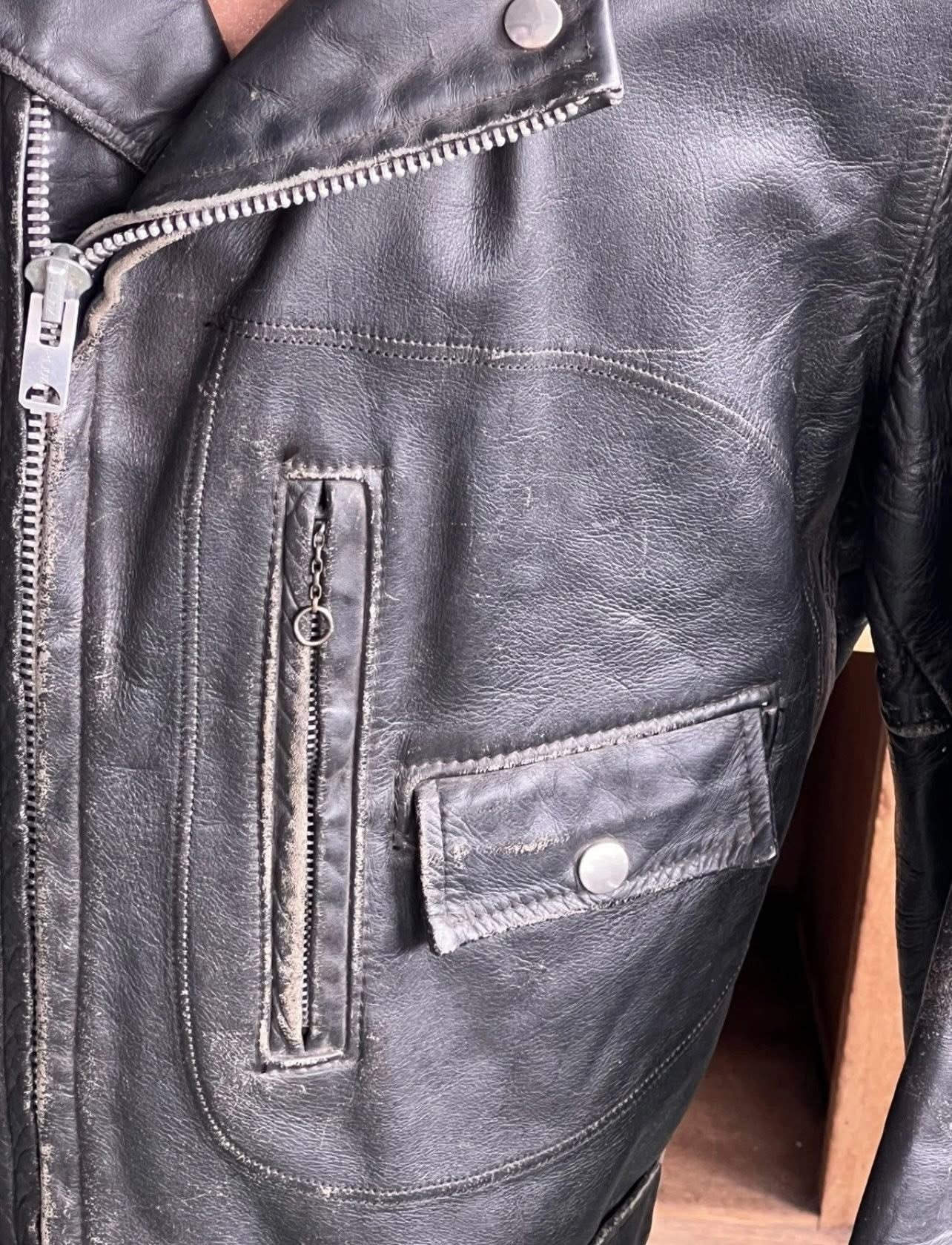 1950s Leather D Pocket Motorcycle Jacket Oakbrook Sportswear