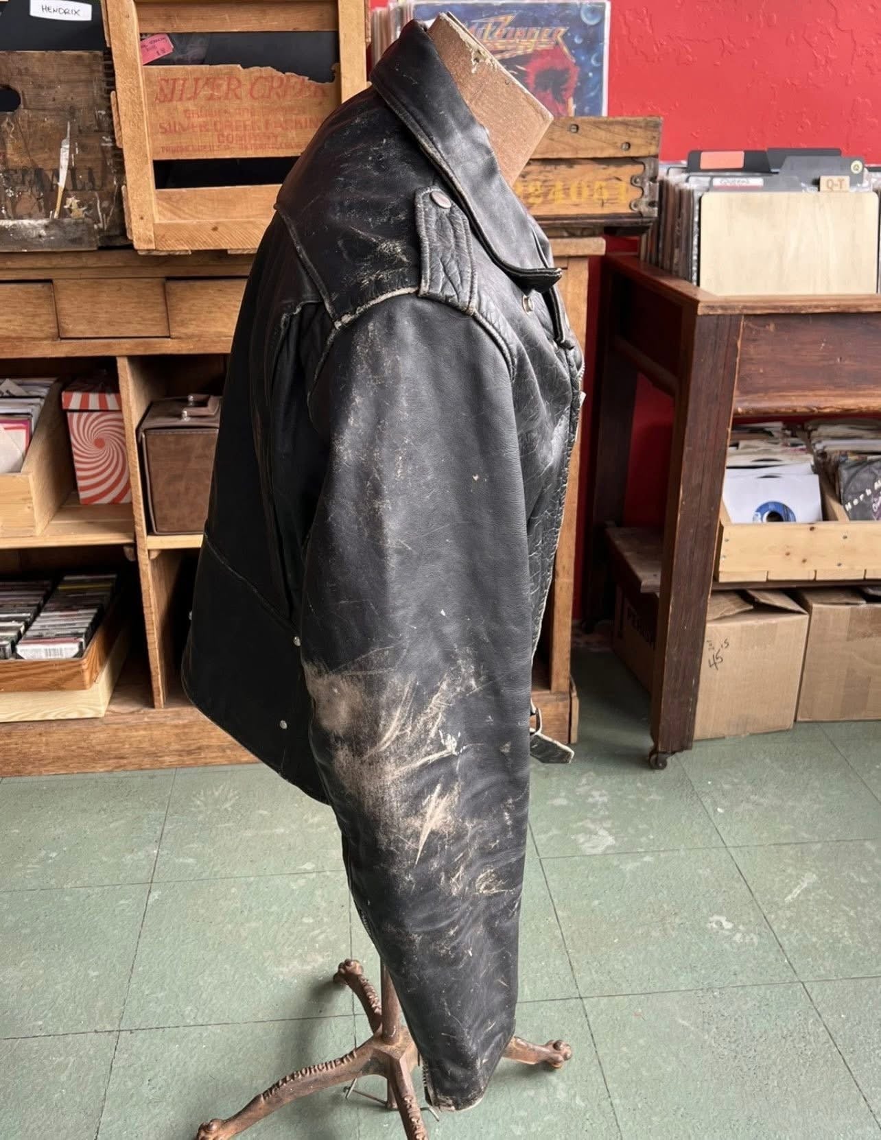 1950s Leather D Pocket Motorcycle Jacket Oakbrook Sportswear