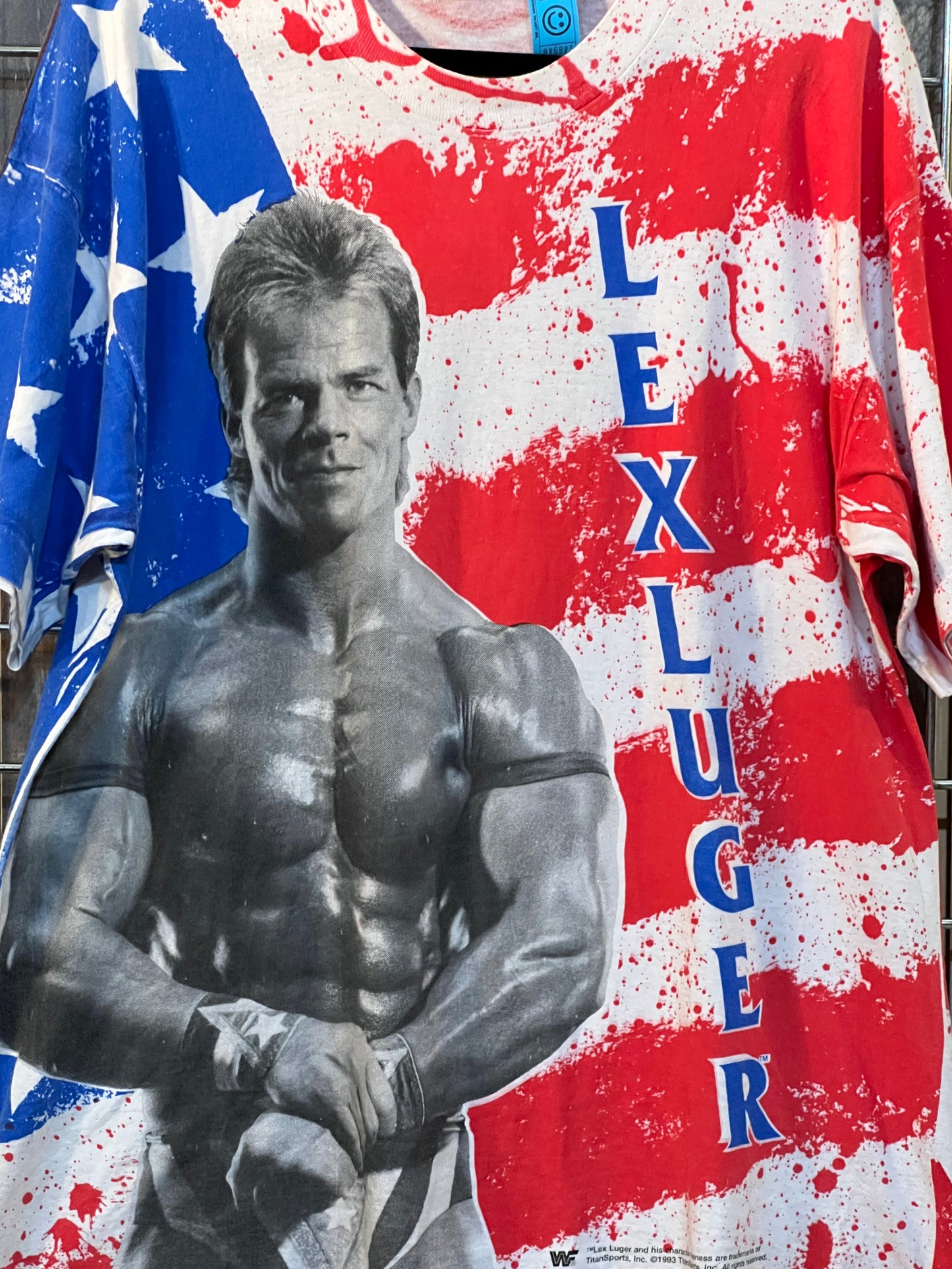 Vintage 90s Lex Luger AOP WWF Wrestling Shirt