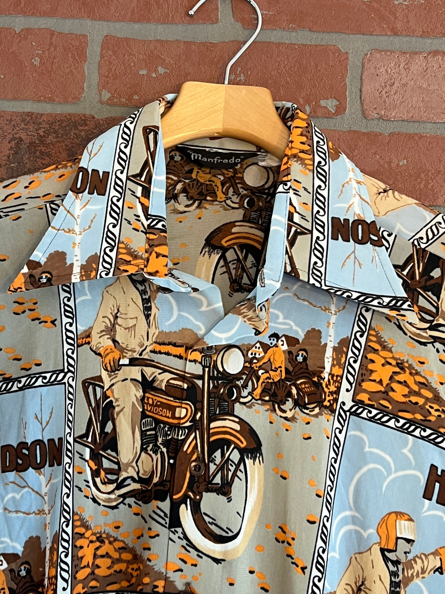 Vintage 70s Harley Davidson Button Down Disco Shirt