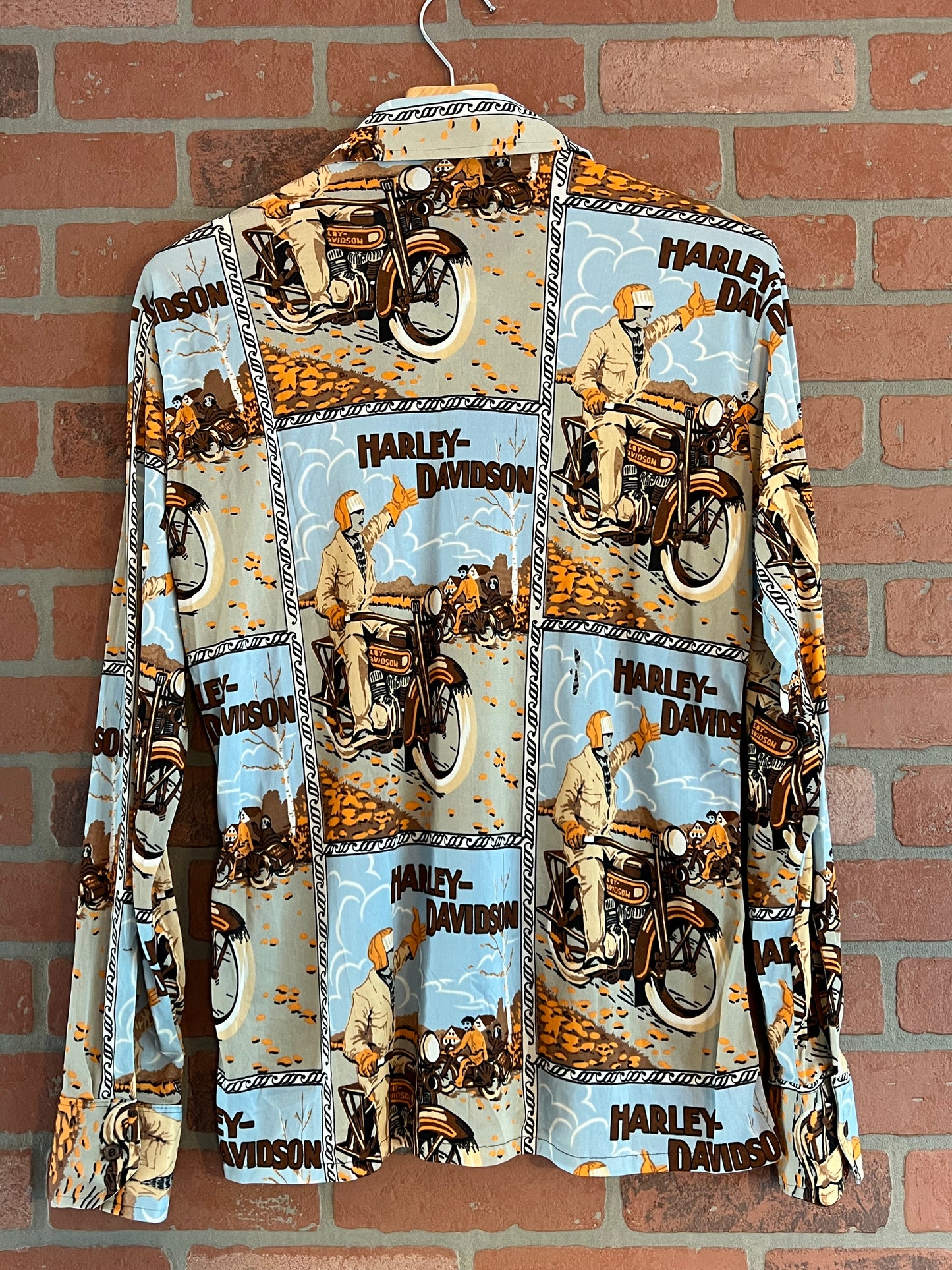 Vintage 70s Harley Davidson Button Down Disco Shirt