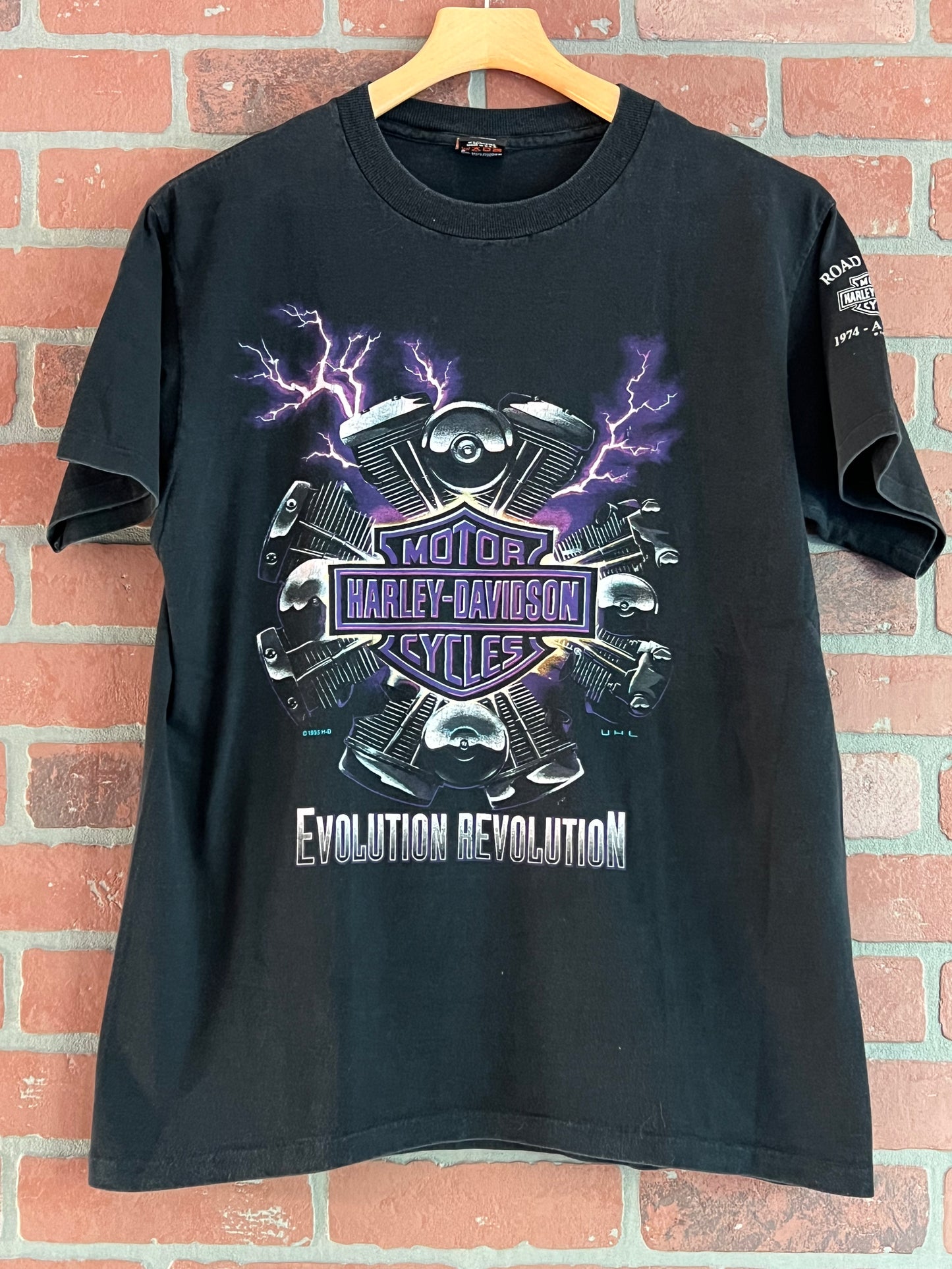 Vintage 90s Harley Lightning Tee Evolution Revolution Shirt