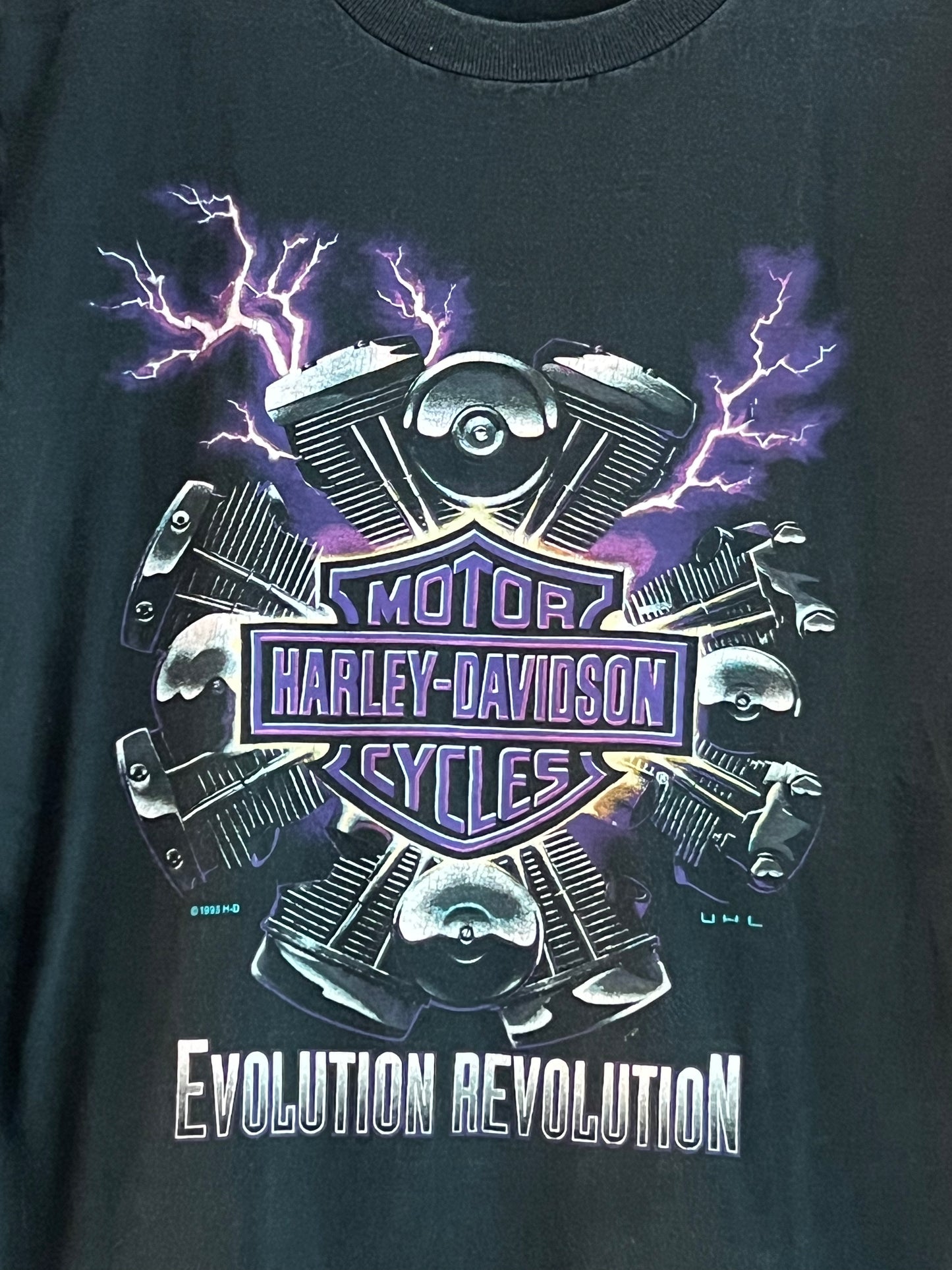 Vintage 90s Harley Lightning Tee Evolution Revolution Shirt