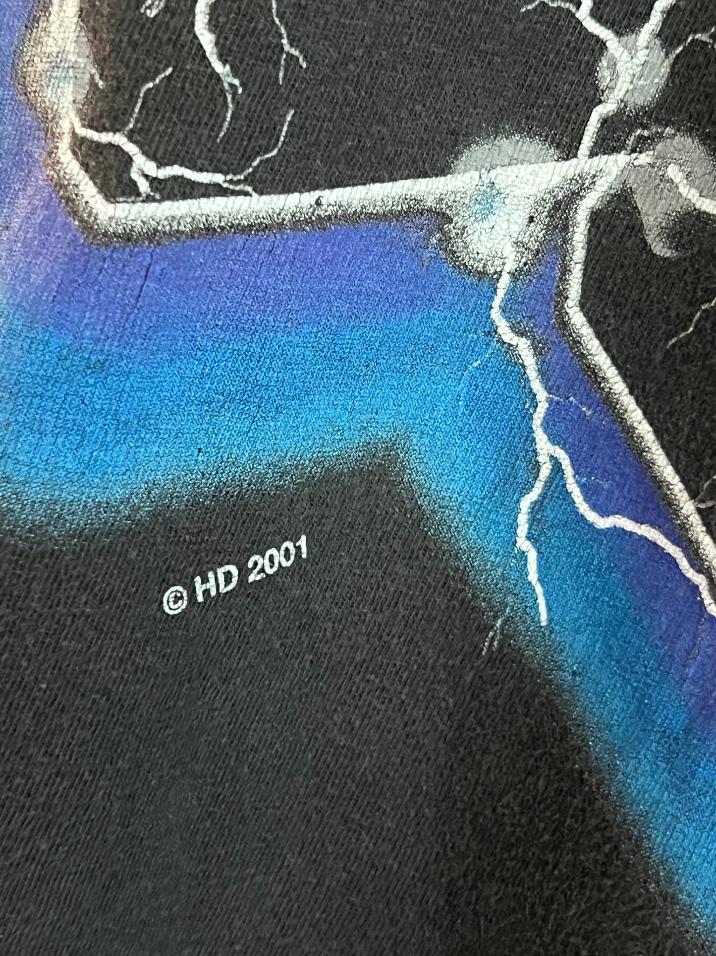 Vintage 00s Harley Davidson Blue Lightning T Shirt Y2K