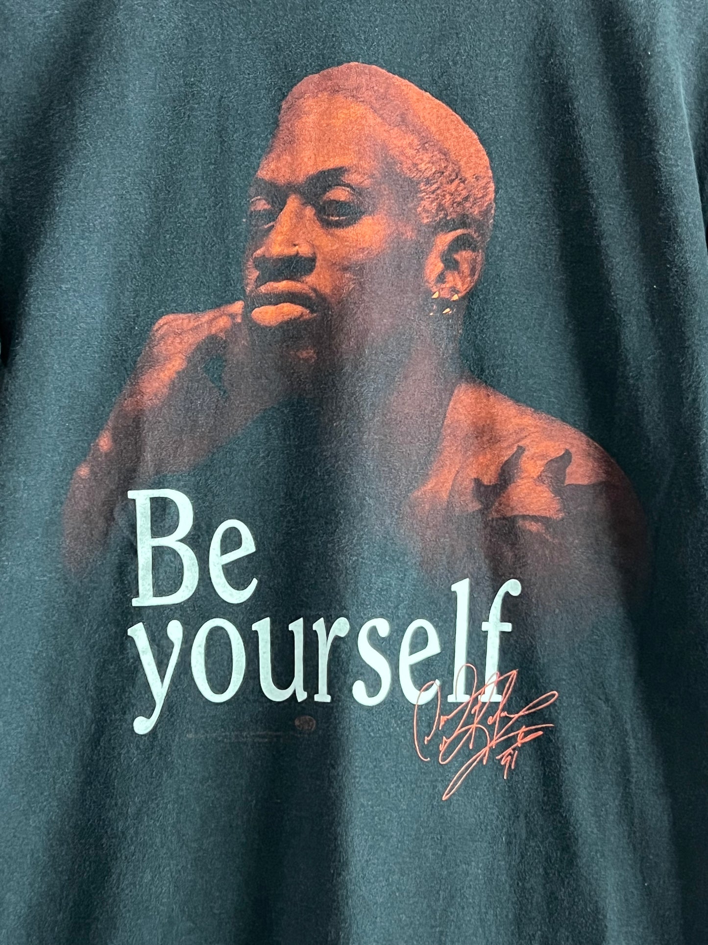 Vintage 90s Dennis Rodman Be Yourself Rap Tee Chicago Bulls Shirt