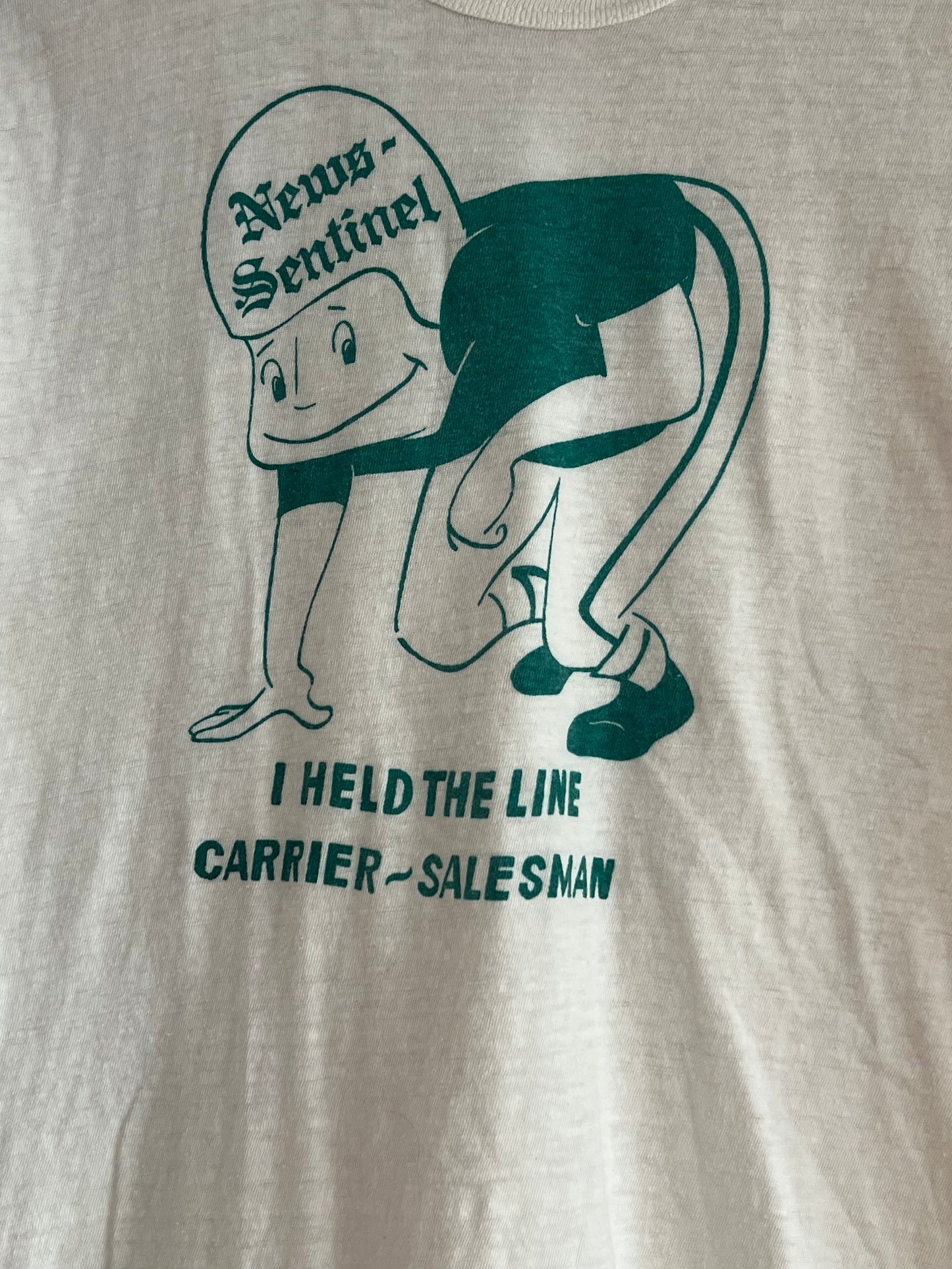 Vintage 1960s News Sentinel Tee Shirt Newspaper Newsboy Carrier