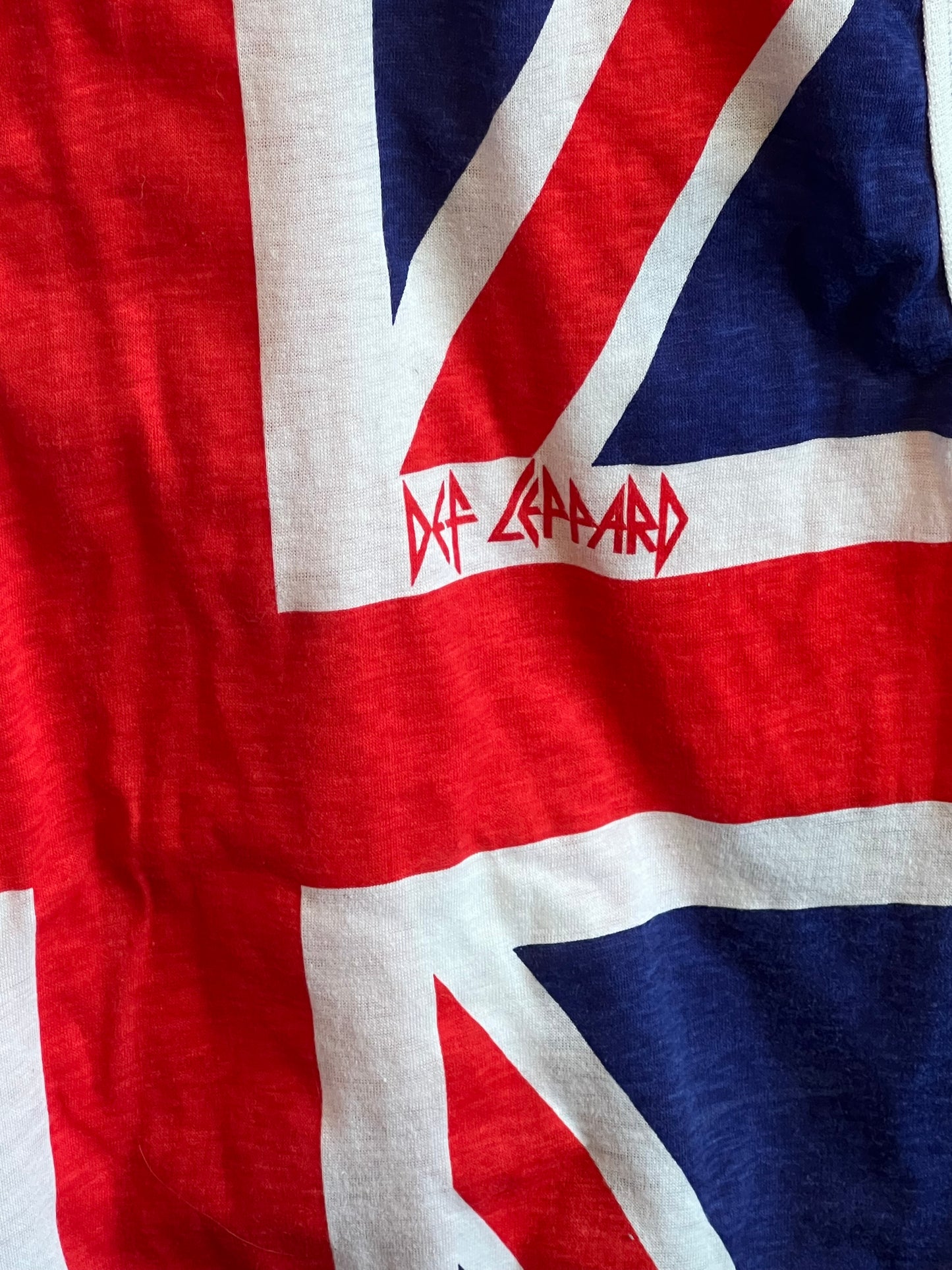 Vintage 1980s Def Leppard Union Jack Sleeveless T Shirt as worn by Joe Elliot Concert Band Tee Original