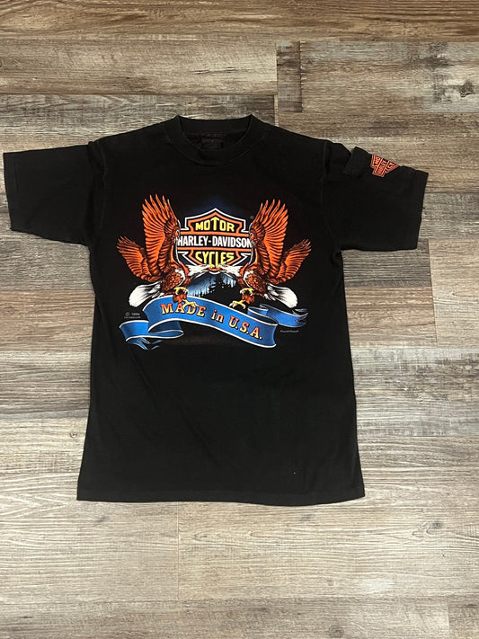 Vintage 1984 Harley Davidson 3D Emblem Made in USA single stitch T Shirt RARE Medium 80s