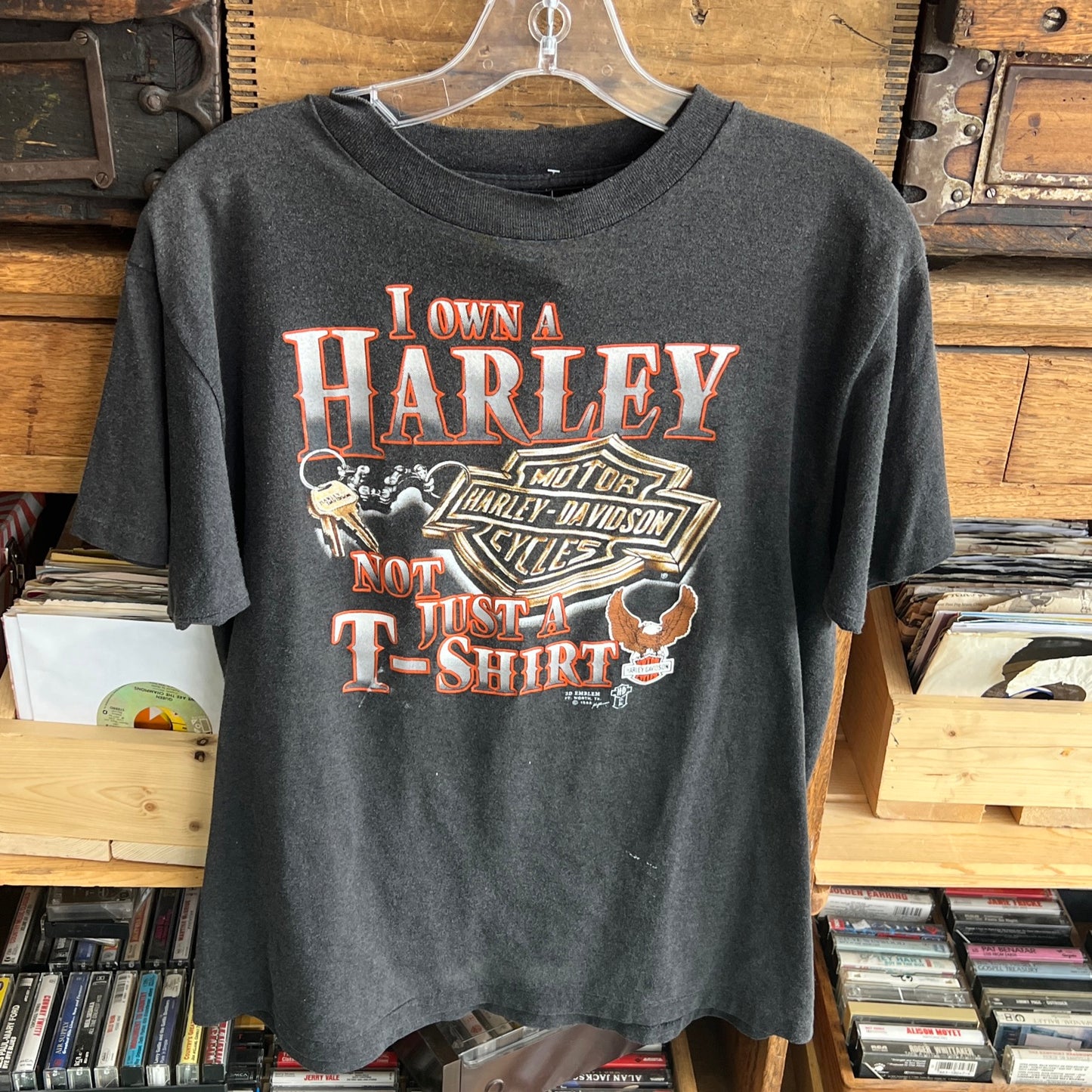 Vintage 1980s Harley Davidson "I OWN A HARLEY" 3D Emblem Motorcycle Shirt