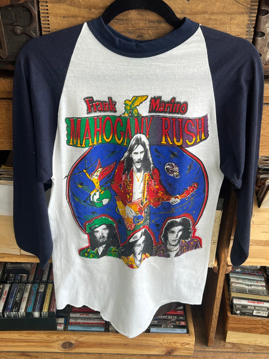 Vintage 1970s Frank Marino Mahogany Rush Parking Lot Bootleg Raglan T Shirt Humble Pie Mothers Finest Concert Tee