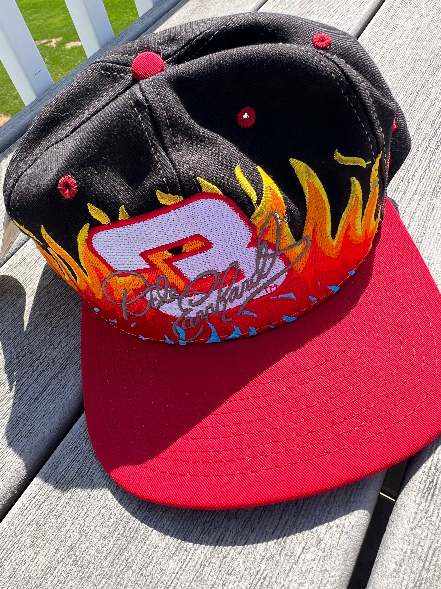 NWT Dale Earnhardt 3 Flame Snapback Hat Chase Authentic NASCAR RCR Vintage 90s