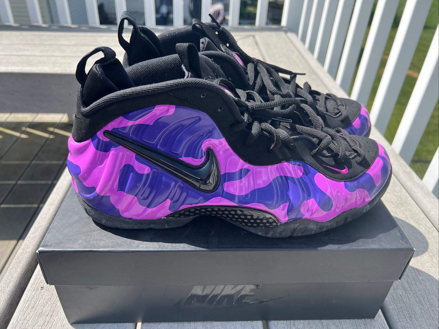 Nike Air Foamposite Pro Purple Camo 2019 Size 12 Men 624041-012 Pre Owned