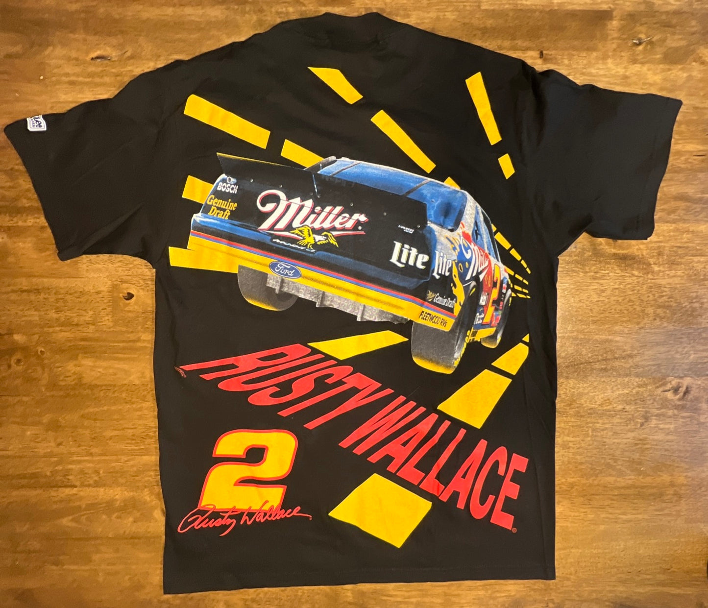 Vintage Rusty Wallace Miller NASCAR All Over Print T Shirt Men’s Large