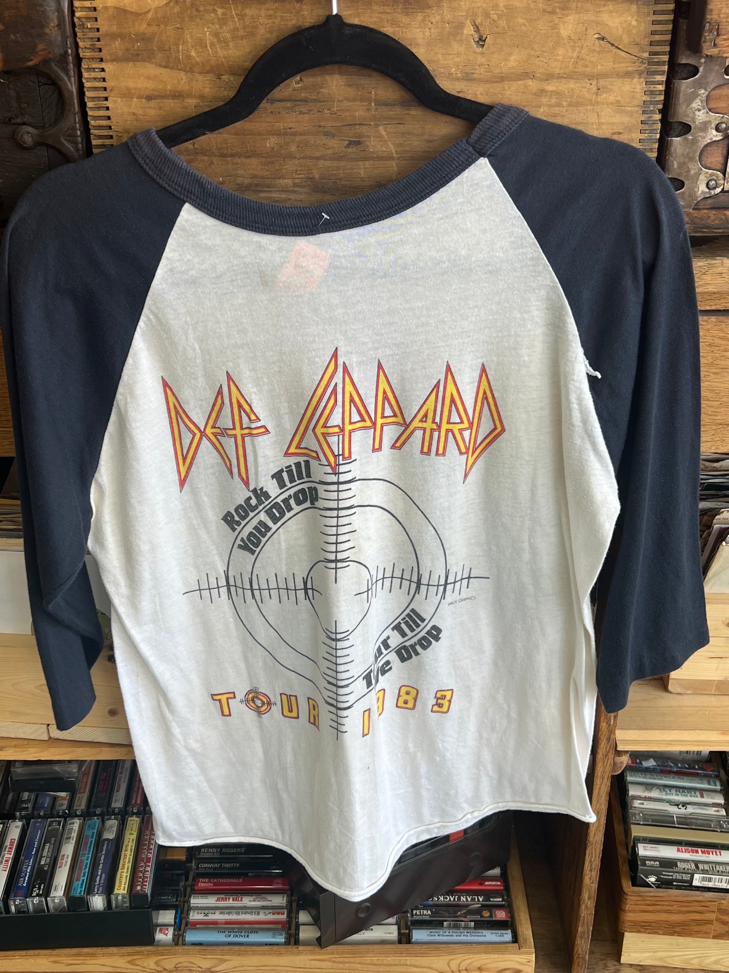 Vintage 1983 Def Leppard Pyromania Concert Tour Raglan 3/4 Sleeve Band Tee Shirt