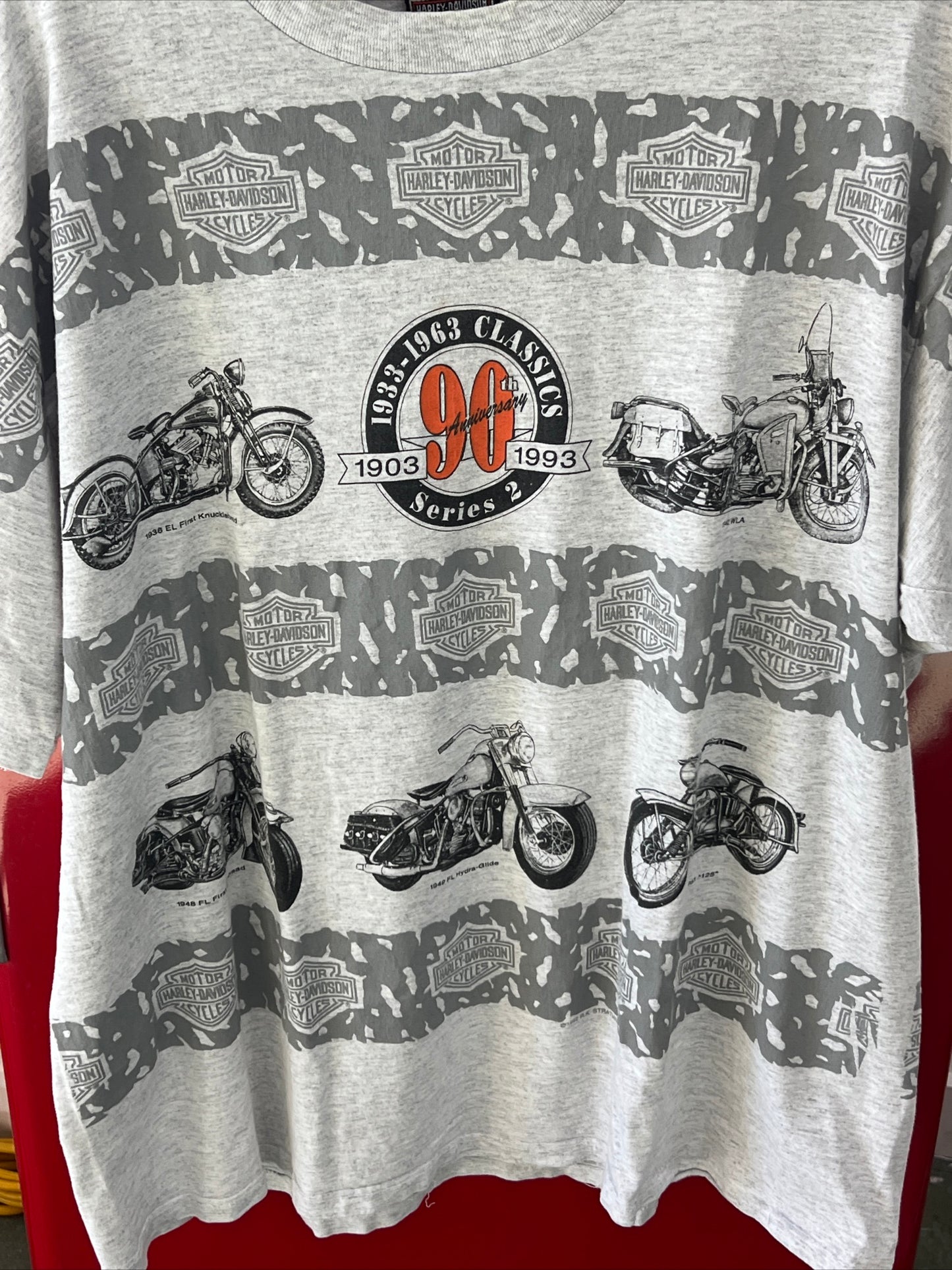 1992 Harley Davidson 90th Anniversary Classic Motorcycle AOP Shirt Sz men's 2XL