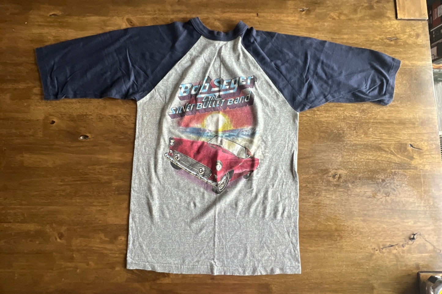 VTG 1983 BOB SEGER THE SILVER BULLET BAND THE DISTANCE RAGLAN SHIRT GRAY L