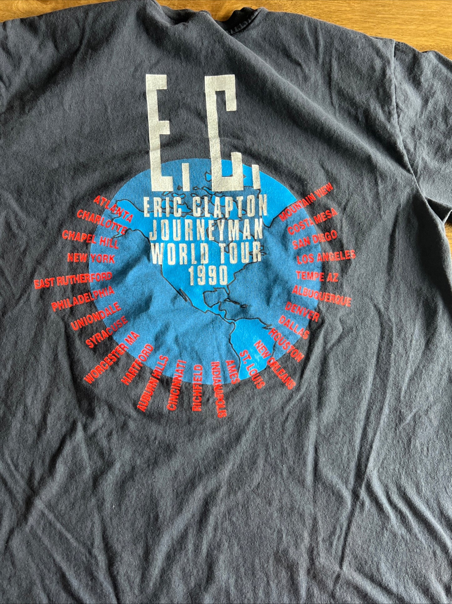 Vintage Eric Clapton Journeyman World Tour 1990 T Shirt L Single Stitch 90s