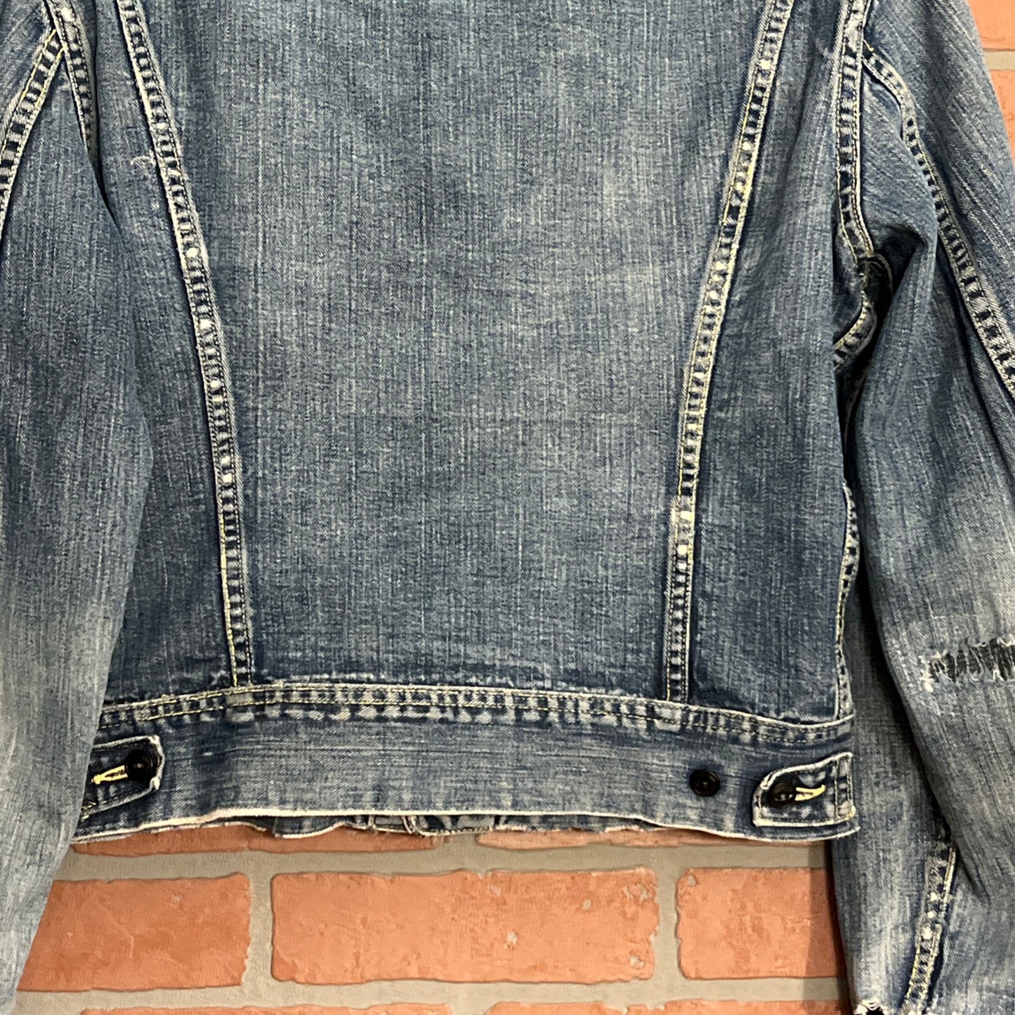 Vintage Lee 101J Sanforized Denim Jacket 38 Blue Union Made 1960's Distressed