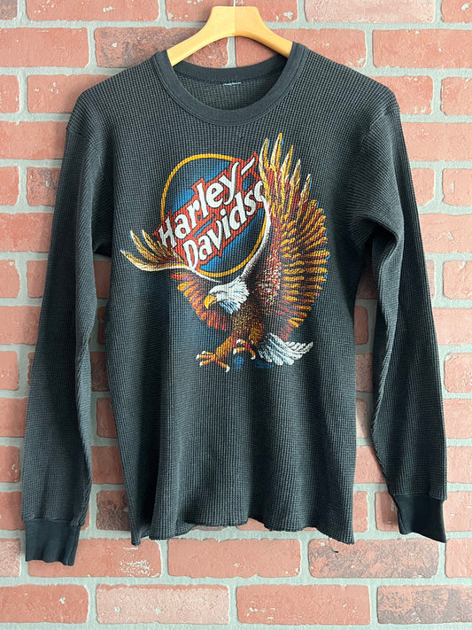Vintage 80s Harley Davidson Long Sleeve Thermal Shirt