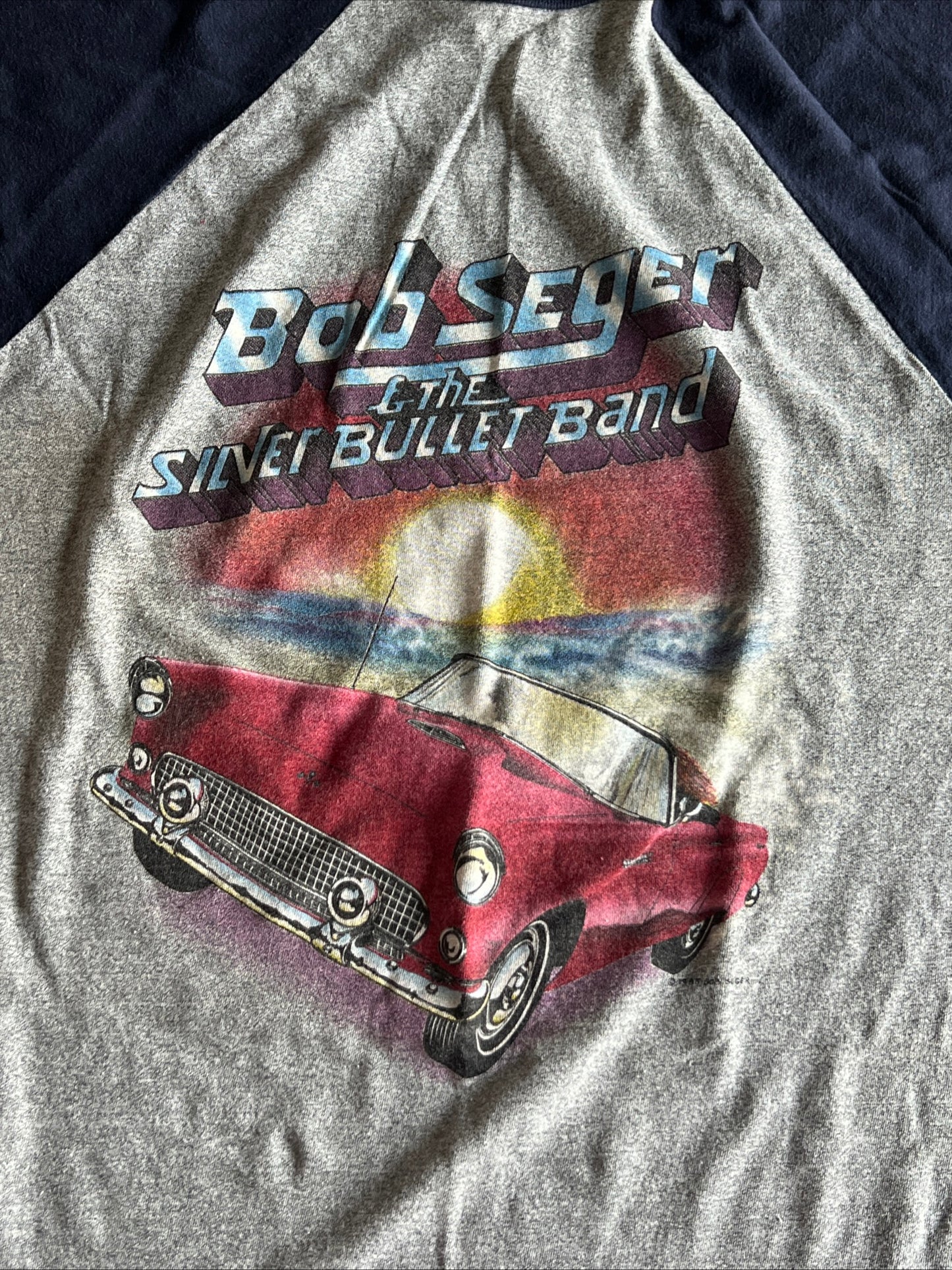 VTG 1983 BOB SEGER THE SILVER BULLET BAND THE DISTANCE RAGLAN SHIRT GRAY L