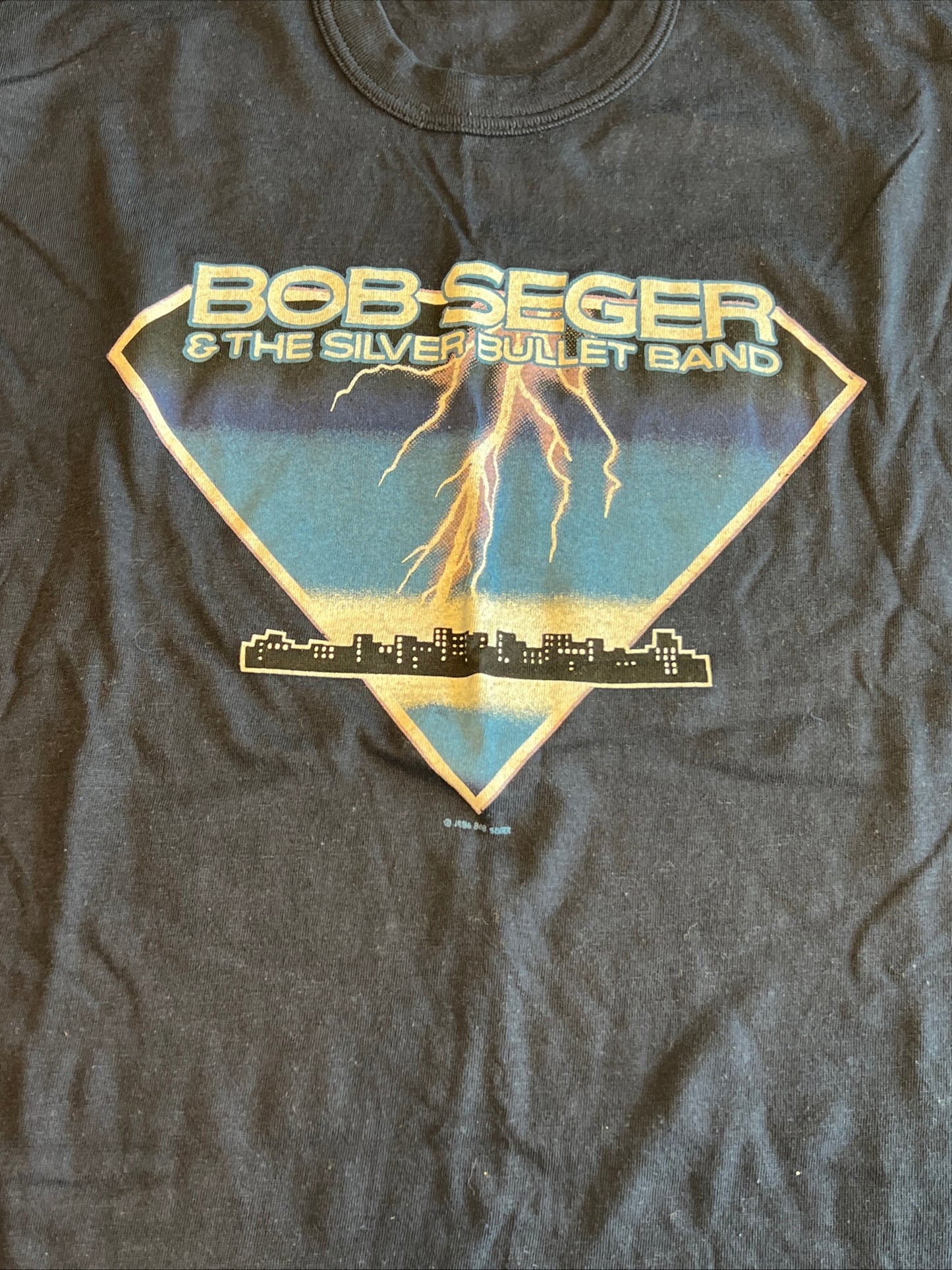 Vtg 1986 Bob Seger T-Shirt Silver Bullet Band Logo Rock N Roll Never Forgets Tee