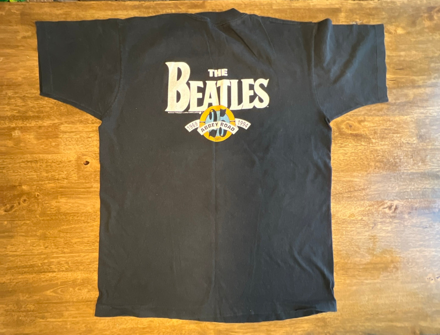 Vintage The Beatles Shirt Mens XL Black Abbey Road 1994 Concert Band Tee