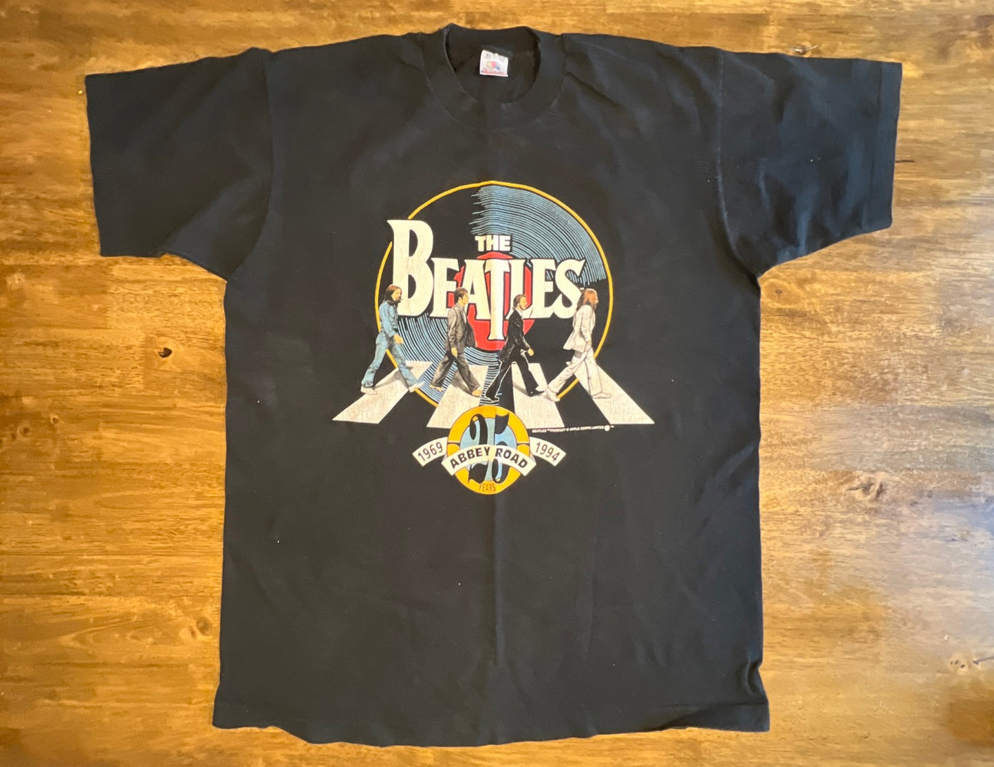 Vintage The Beatles Shirt Mens XL Black Abbey Road 1994 Concert Band Tee