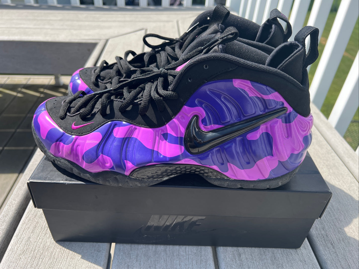 Nike Air Foamposite Pro Purple Camo 2019 Size 12 Men 624041-012 Pre Owned