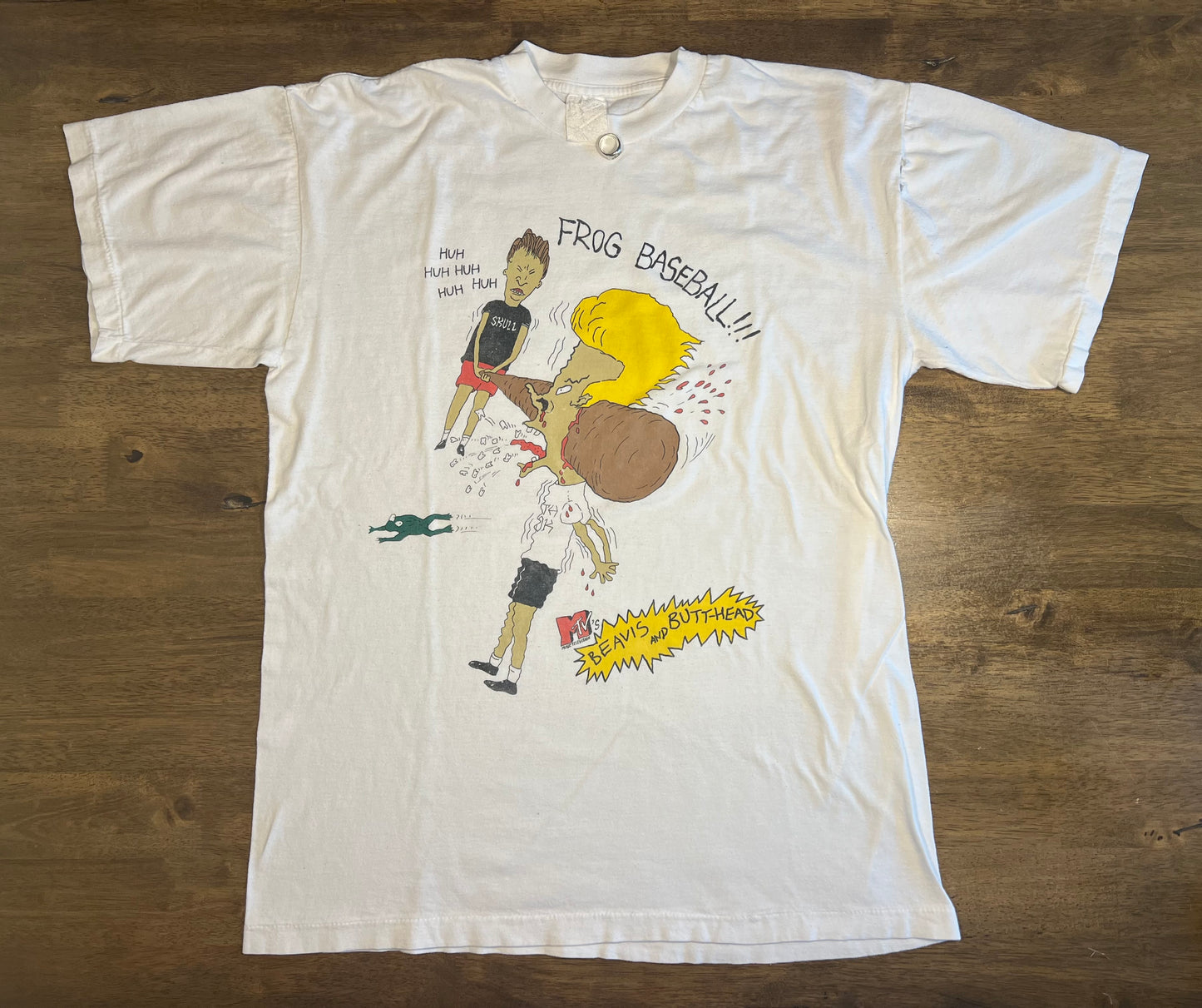 Vintage 90s Beavis and Butt Head Frog Baseball T Shirt