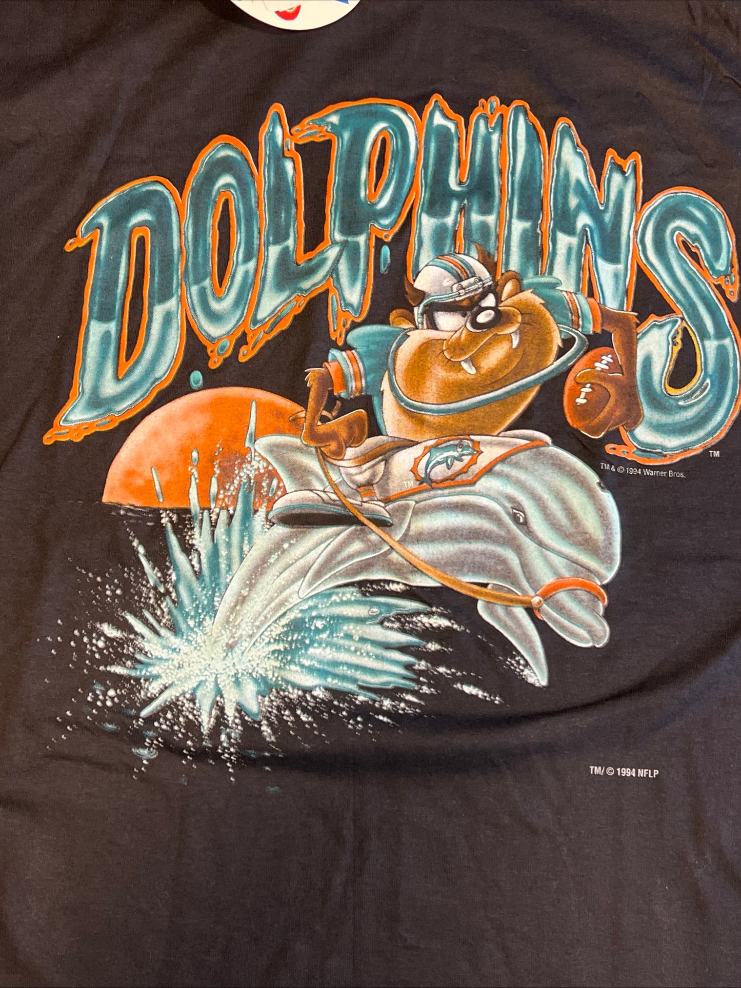 Vintage 1994 Miami Dolphins Looney Tunes Taz Tee Shirt  XL 90s NWT NFL Football