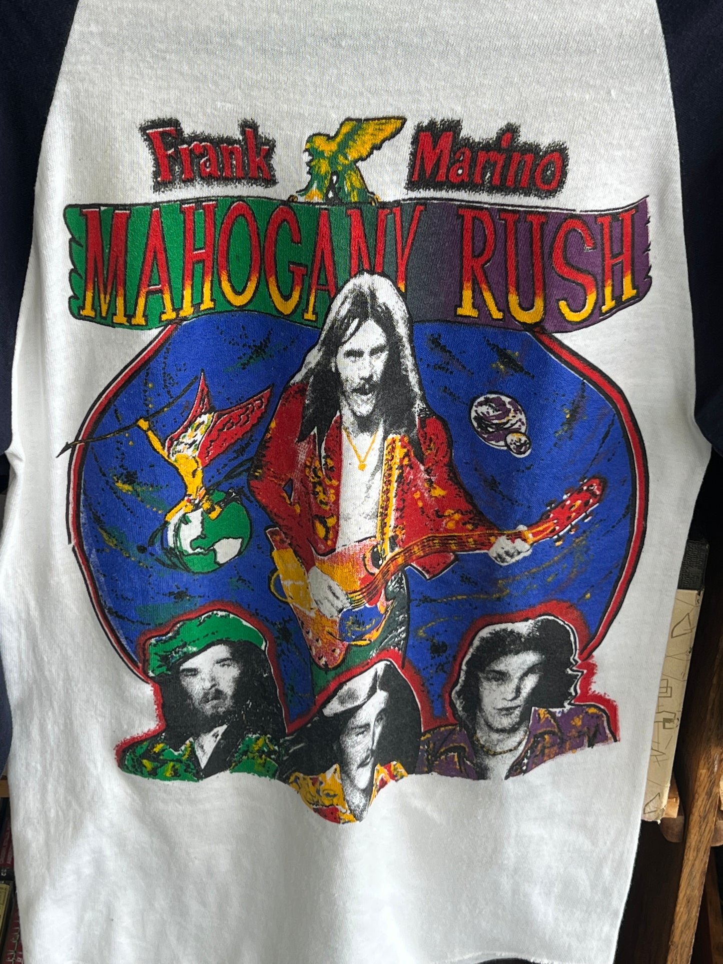 Vintage 1970s Frank Marino Mahogany Rush Parking Lot Bootleg Raglan T Shirt Humble Pie Mothers Finest Concert Tee