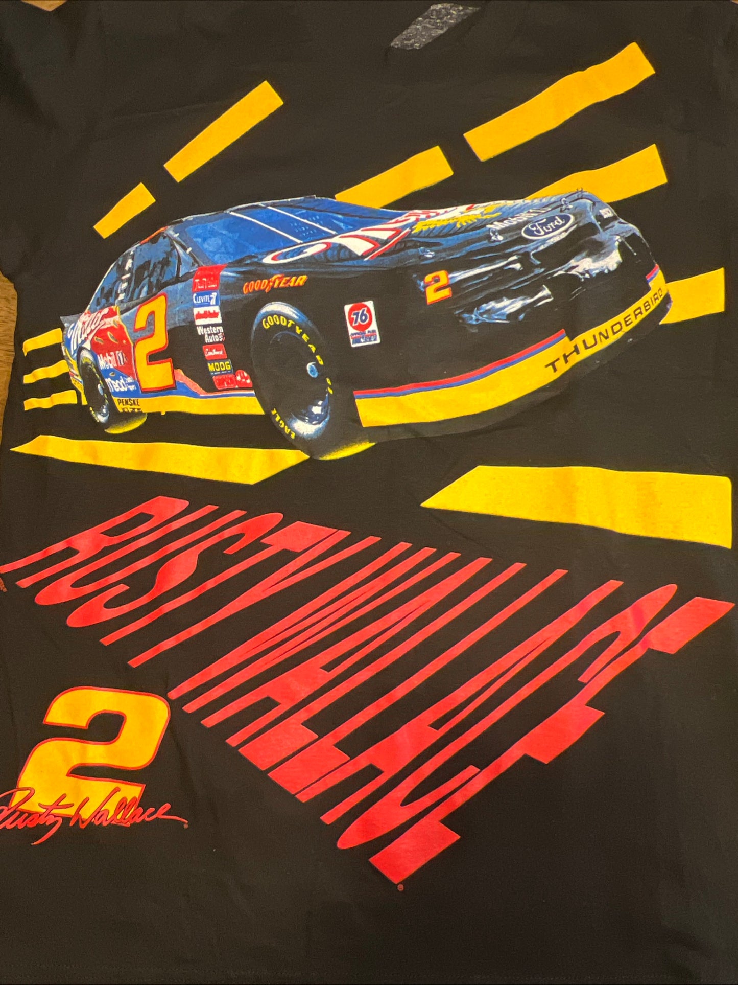 Vintage Rusty Wallace Miller NASCAR All Over Print T Shirt Men’s Large