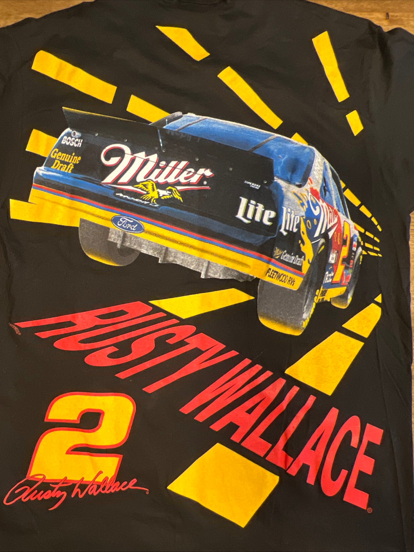 Vintage Rusty Wallace Miller NASCAR All Over Print T Shirt Men’s Large