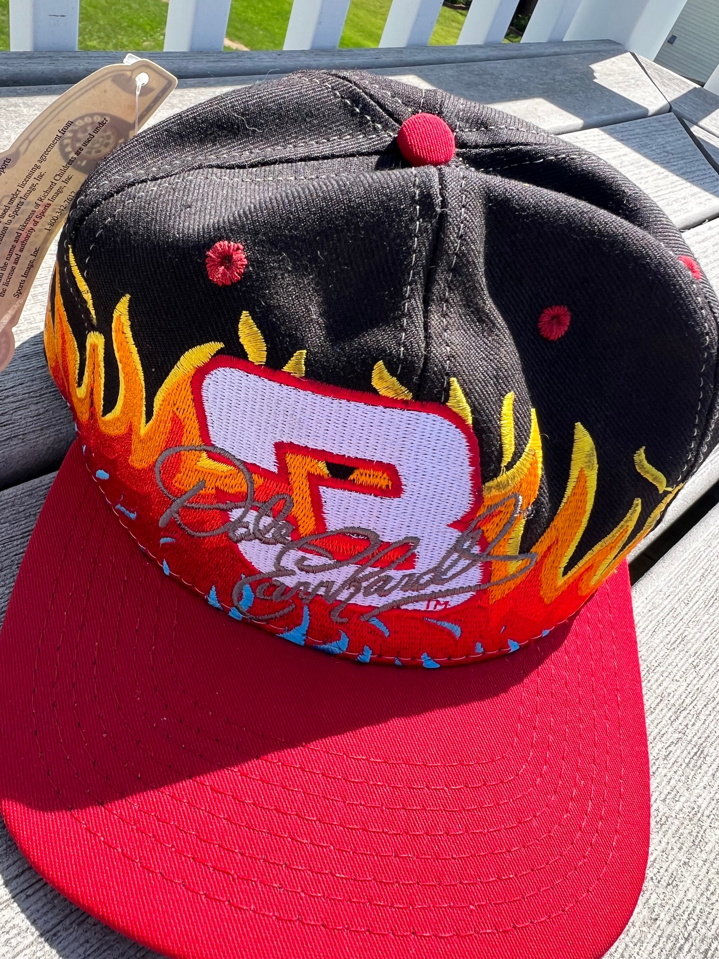 Vintage 90s Dale Earnhardt Sr Hat Flames Snapback Cap Chase Racewear Nascar good USA