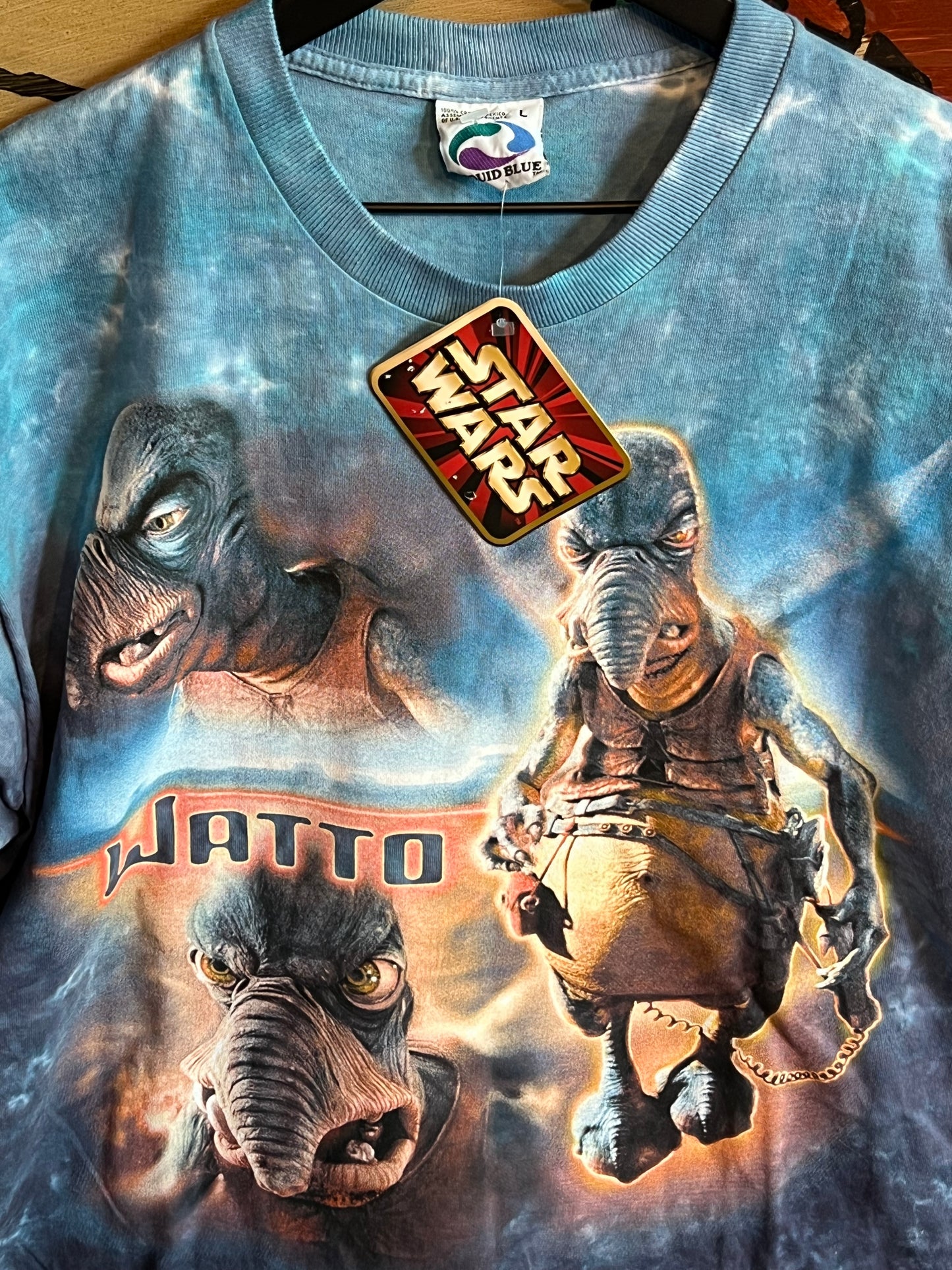 Vintage 90s Star Wars Liquid Blue Dead stock Watto T Shirt NWT Tee