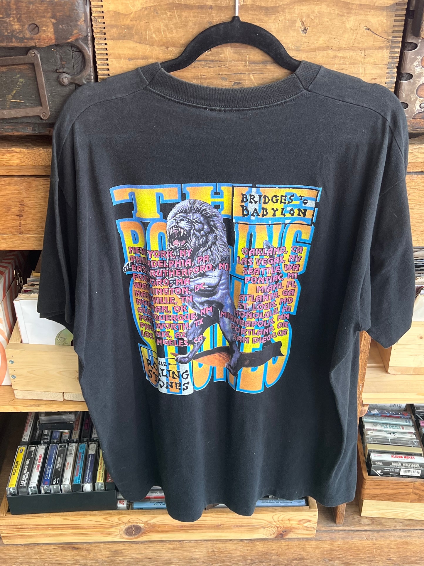 Vintage 1997 Rolling Stones Bridges to Babylon Concert T Shirt Band Tee