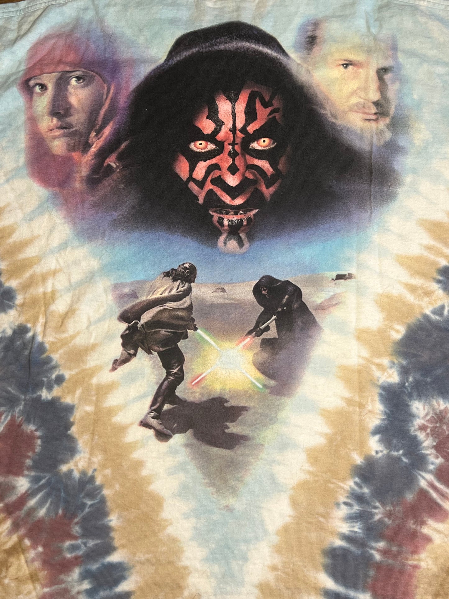 Vintage Liquid Blue Star Wars Episode 1 Anakin Skywalker Darth Maul T Shirt