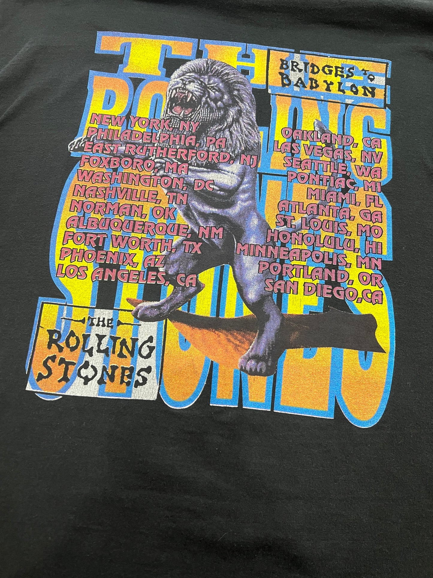 Vintage 1997 Rolling Stones Bridges to Babylon Concert T Shirt Band Tee