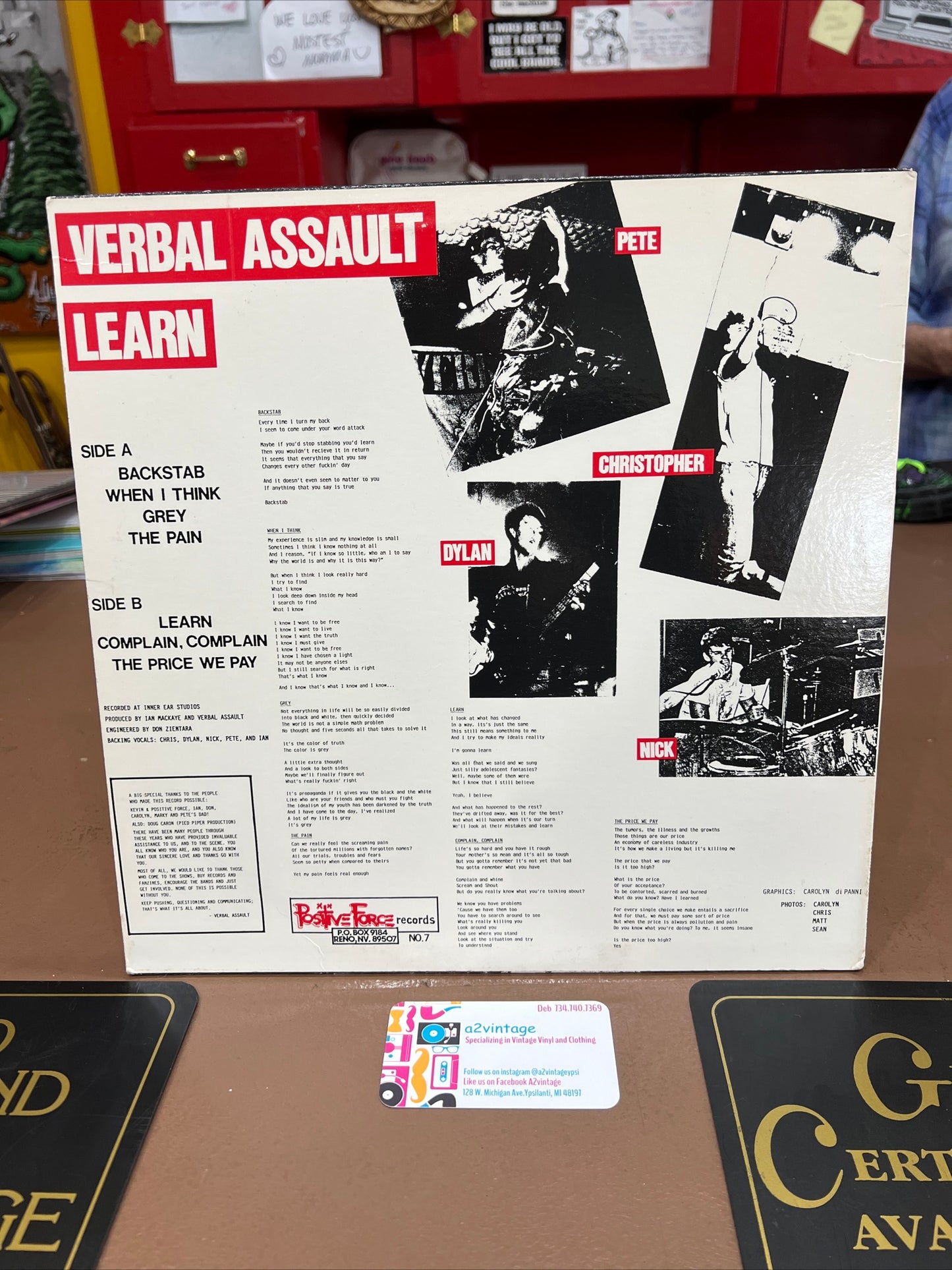 Verbal Assault Learn Positive Force Records NO. 7 EP 1986 Punk Rock LP