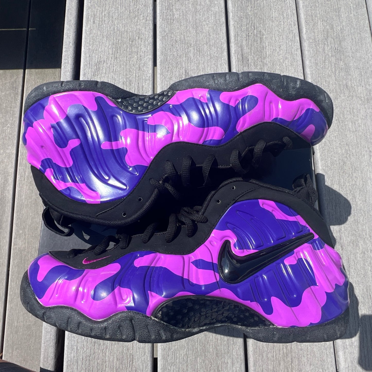 Nike Air Foamposite Pro Purple Camo 2019 Size 12 Men 624041-012 Pre Owned