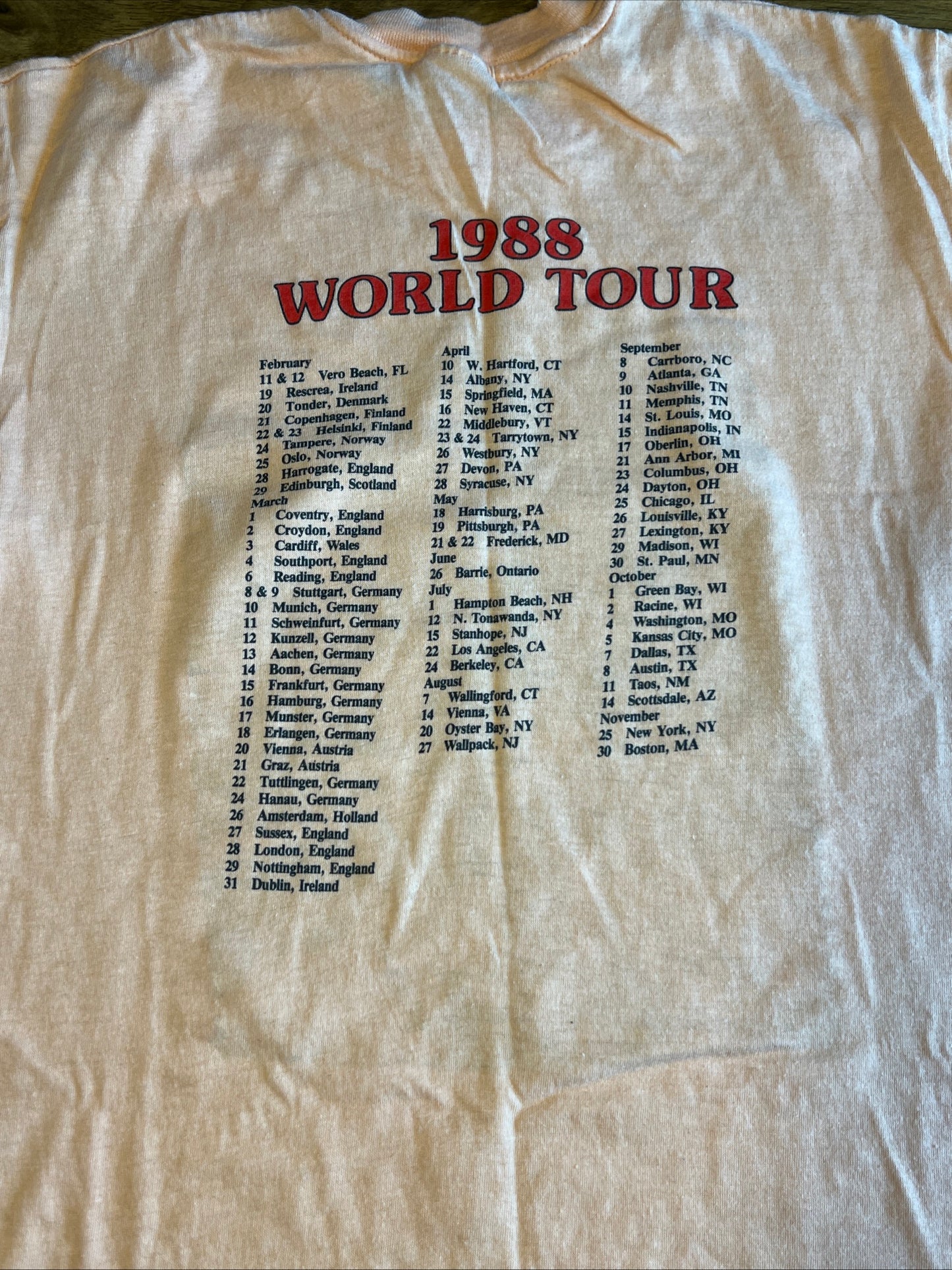 Vintage 1988 Arlo Guthrie World Tour Band Concert Tee Shirt