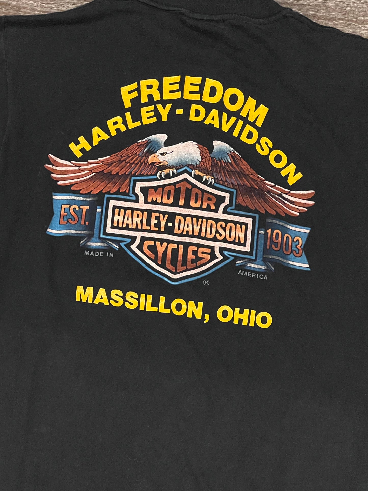 Vintage 1984 Harley Davidson 3D Emblem Made in USA single stitch T Shirt RARE Medium 80s