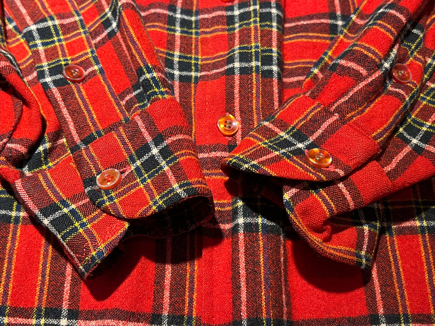 Vintage 70s Pendleton Red Plaid Long Sleeve Button Up Flannel Shirt Made in USA