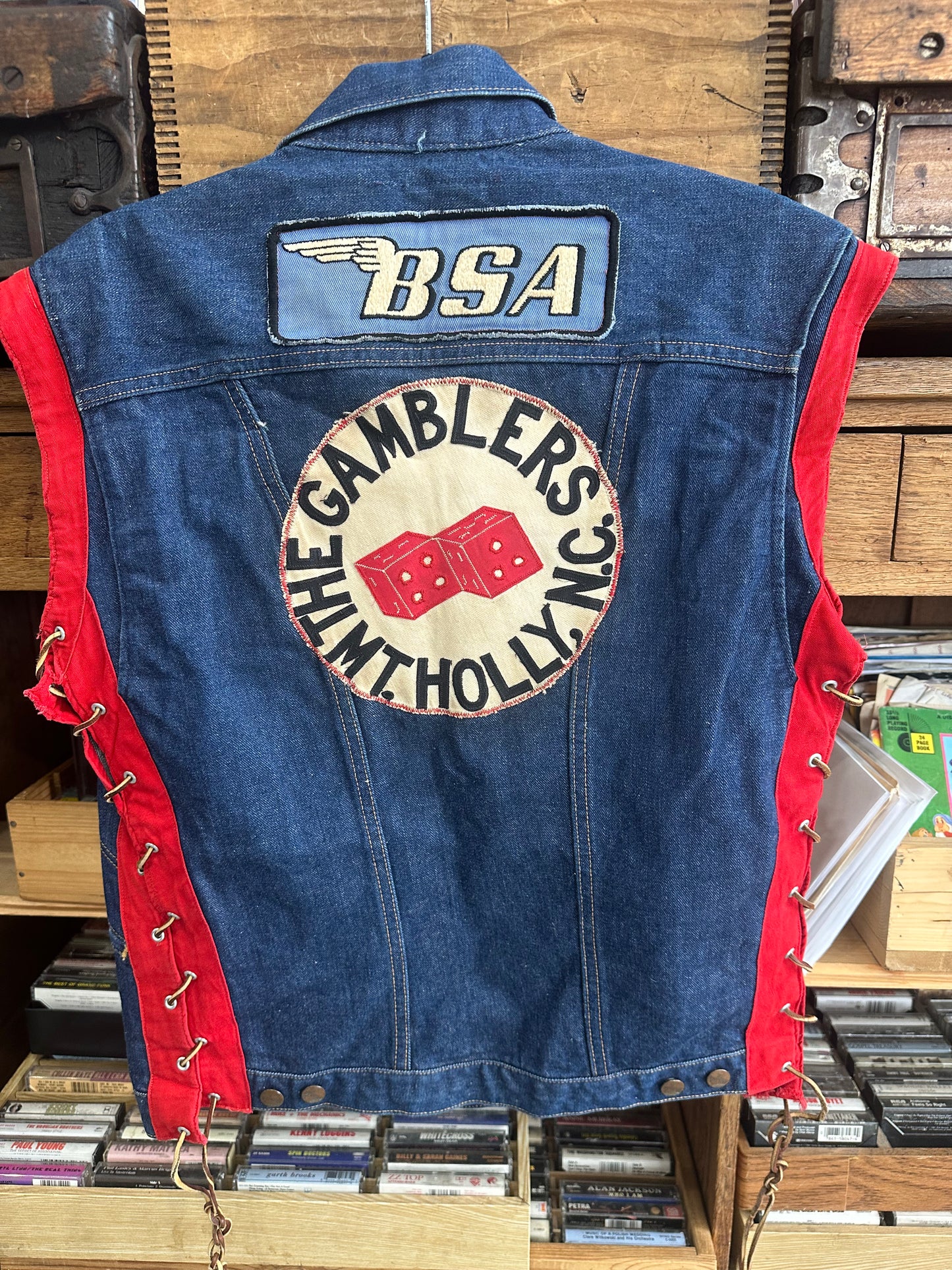 1960's Wrangler Bluebell Sleeveless Motorcycle Club Jacket