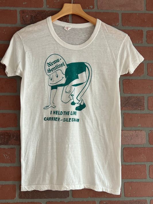 Vintage 1960s News Sentinel Tee Shirt Newspaper Newsboy Carrier