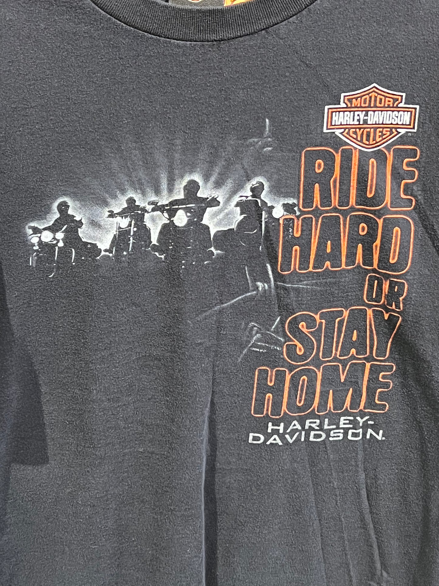 Y2K Harley Davidson Motorcycle Ride Hard or Stay Home Tee Shirt Large