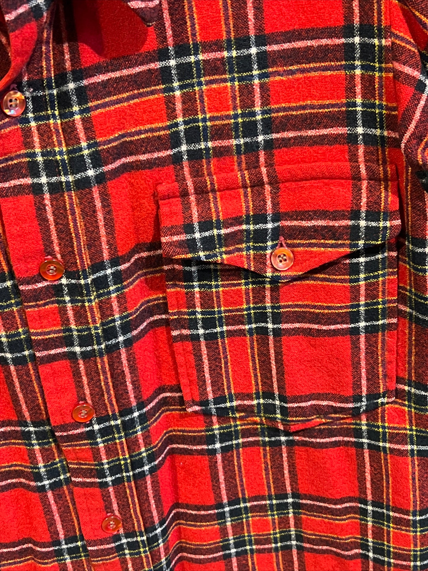 Vintage 70s Pendleton Red Plaid Long Sleeve Button Up Flannel Shirt Made in USA